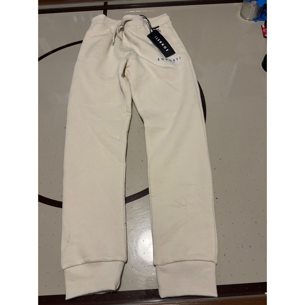 Sonneti London Mens Jogger Sweatpants Cream Off-White Fleece SNJ13246 XL NWT